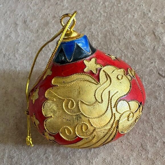 Vintage Cloisonne Bird Design Bulb Shaped Christmas Ornament - Picture 2 of 7